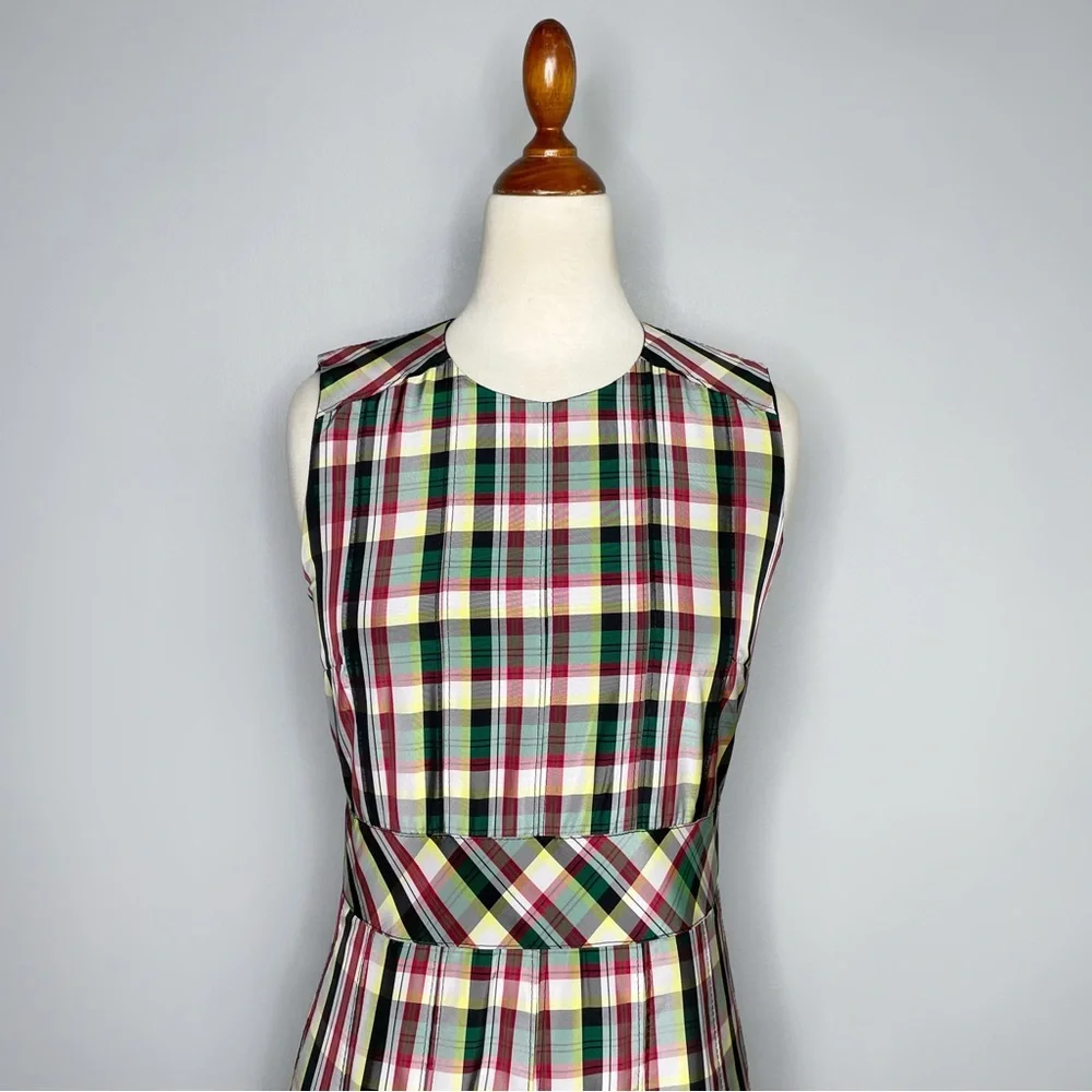 NWT BURBERRY Aria Achni Pleat Detail Check Midi Dress Size 38 US 4 - Picture 6 of 16